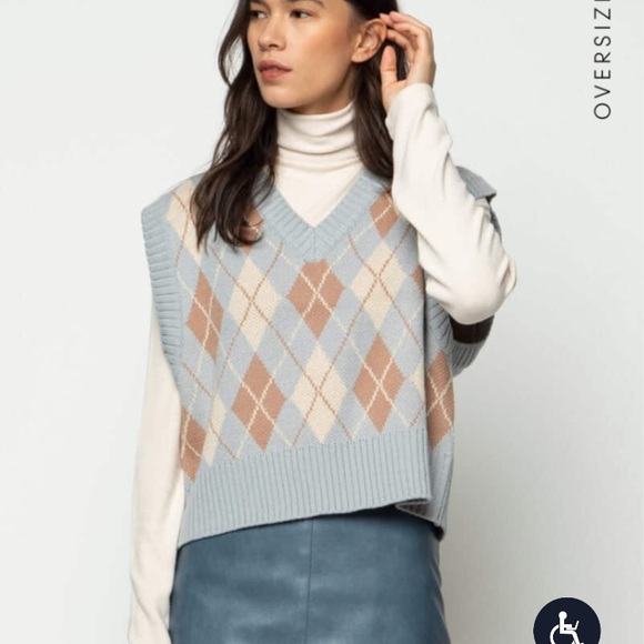 Oak + Fort Argyle Sweater Vest 💙 - Picture 4 of 5